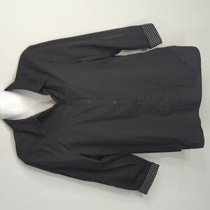 Lauren Ralph Lauren Black‎ Polka Trim Cotton Button-Down Pin up Shirt Womens XL